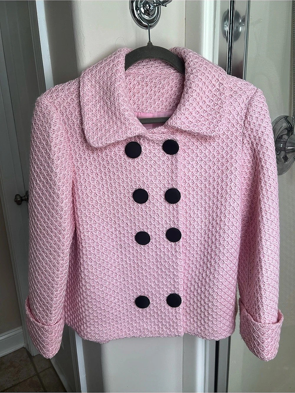 Pink Textured Pea Coat Like New